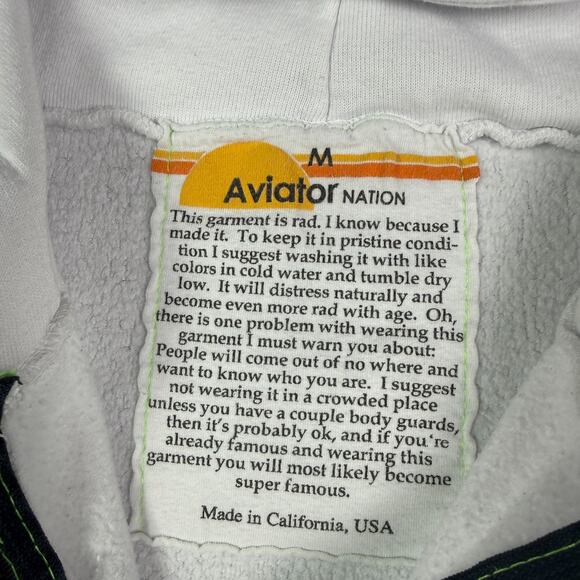 Aviator Nation Another Day In Paradise Hoodie Womens M White Full Zip Sweatshirt - Picture 4 of 9